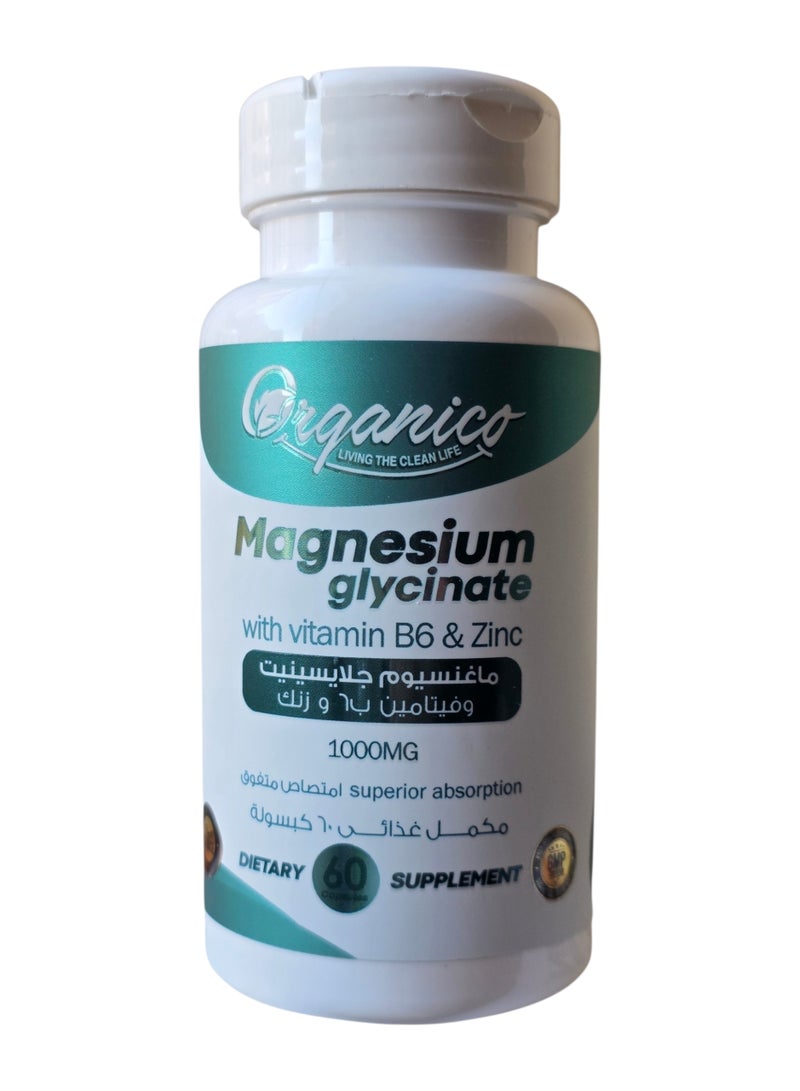 Organico Magnesium Glycinate 1000 mg & B6 & Zinc capsules - Image 1